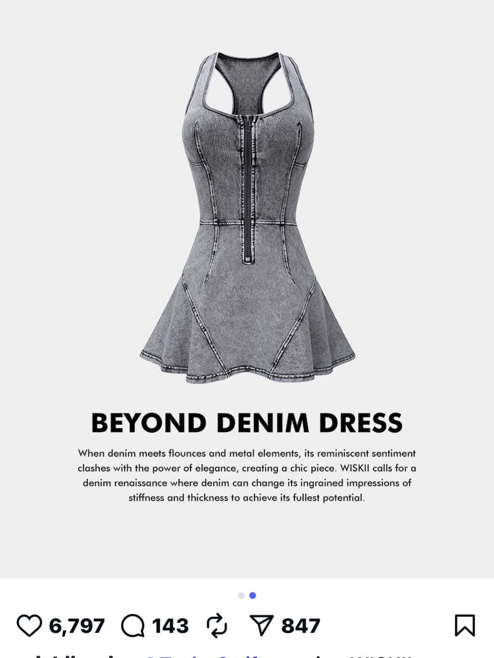 NWT WISKII Beyond Denim Dress | Size S | Taylor Swift Music Video | $149 Retail - Picture 4 of 10